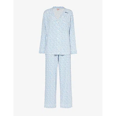 Eberjey Gisele Abstract-pattern Stretch-jersey Pyjamas In D/diamond Denim/ivory