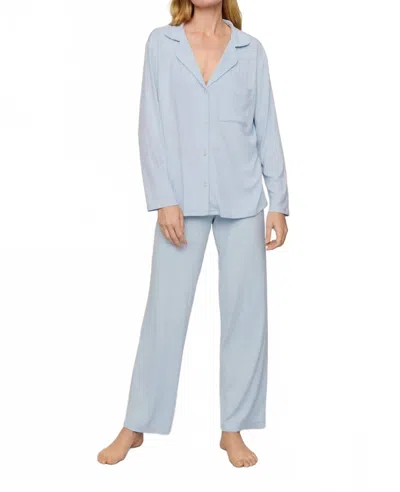 Eberjey Women's Gisele Ribbed Long Pj Set In Nantucket Breeze In Blue