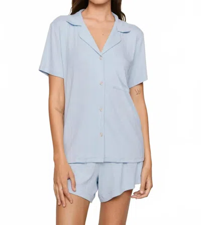 Eberjey Women's Gisele Ribbed Relaxed Short Pj Set In Nantucket Breeze In Blue