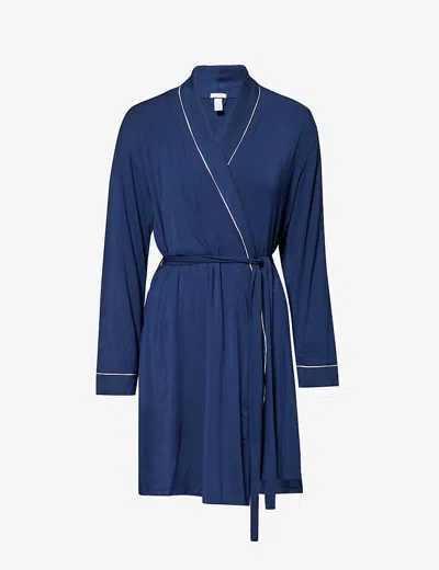 Eberjey Gisele Tie-belt Stretch-woven Jersey Dressing Gown In Blue