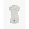 Eberjey Gisele Graphic-print Stretch-jersey Pyjamas In Spark Ivory/moss
