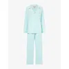 Eberjey Womens Canal Blue/ivory Gisele Piped-trim Stretch-jersey Pyjamas Xl In Canal Blue/ivory