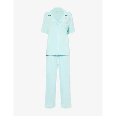 Eberjey Womens  Gisele Stretch-woven Pyjama Set In Canal Blue/ivory