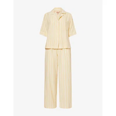 Eberjey Womens Clas Stripe S/beam/ivy Nautico Relaxed Short-sleeve Cotton-blend Pyjama Set In Yellow