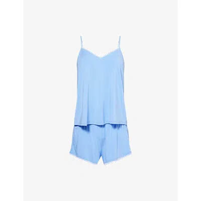 Eberjey Womens Frida Cami And Short Modal-jersey Pyjama Set Cornflower Blue/white
