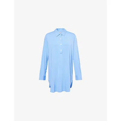 Eberjey Womens Gisele Boyfriend Modal-jersey Sleepshirt Cornflower Blue/white
