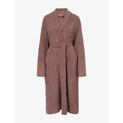 Eberjey Womens Deep Taupe Oversized-fit Waffle-texture Bouclé Robe In Brown