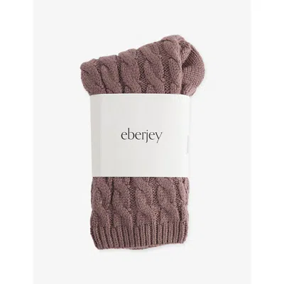 Eberjey Womens Deep Taupe Slouchy Cable-knit Socks In Purple