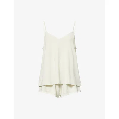 Eberjey Womens Frida Cami & Shortie Short Modal-jersey Pyjama Set Mint Cream / Ivory In White
