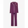 Eberjey Womens  Frida Embroidered-trim Jersey Pyjama Set In Plum/ivory