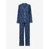 Eberjey Gisele Printed Long Pajama Set In Woodland Pine Navy/ivory