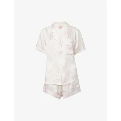 Eberjey Womens Rose G/cam Pink/pale Pi Inez Washable Printed Silk Short Pyjama Set In Neutral