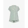 Eberjey Gisele Relaxed Pajama Short Set In Eucalyptus/ivory
