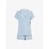 Eberjey Womens Gisele  Graphic-print Stretch-jersey Pyjamas Faded Denim/ivory Xs