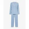 Eberjey Gisele Long Pyjama Set In Faded Denim/ivory