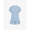Eberjey Gisele Shortie Short Pajama Set In Faded Denim/ivory