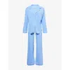 Eberjey Womens Gisele Piped-trim Stretch-jersey Pyjamas Cornflower Blue/white