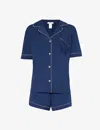Eberjey Womens Gisele Relaxed-fit Stretch-woven Jersey Pyjama Set Navy Ivory In Blue