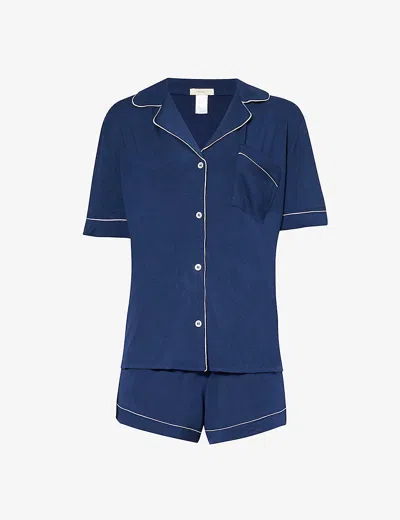 Eberjey Womens Gisele Relaxed-fit Stretch-woven Jersey Pyjama Set Navy Ivory In Blue