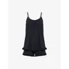 Eberjey Womens Gisele Ruffle-trim Modal-jersey Pyjama Set Black In Black