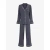 Eberjey Womens Graphite/sorbet Pink Gisele Contrast-piping Stretch-woven Pyjama Set In Gray