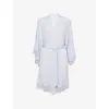 Shop Eberjey Womens Marry Me Mademoiselle Stretch-modal And Lace Robe Ice Blue Xs
