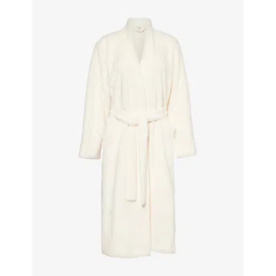 Eberjey Womens Ivory Brushed-fleece Long Robe