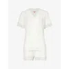 Eberjey Malou Lace-trim Short Pajama Set In Ivory
