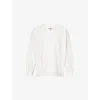 Eberjey Womens Ivory Oversized-fit V-neck Bouclé Jumper In White