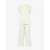 Eberjey Womens Gisele Short-sleeve Cropped Modal-jersey Pyjama Set Mint Cream / Ivory In Neutral