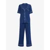 Eberjey Womens Navy/ivory Gisele Contrast-piping Stretch-woven Pyjama Set In Blue