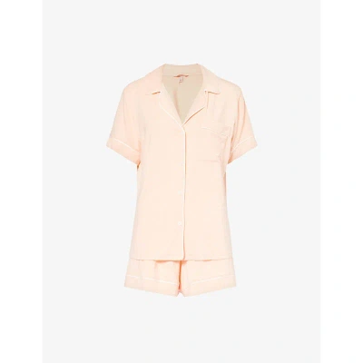 Eberjey Gisele Piped-trim In Peach Parfait/ivory