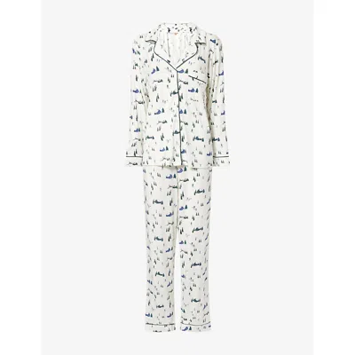 Eberjey Gisele Printed Long Pajamas In White