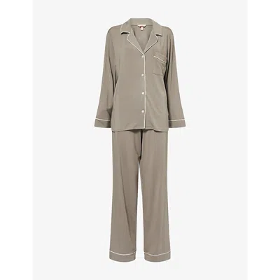 Eberjey Womens Gisele Long-sleeve Modal-jersey Pyjama Set Smokey Olive/ivory In Gray