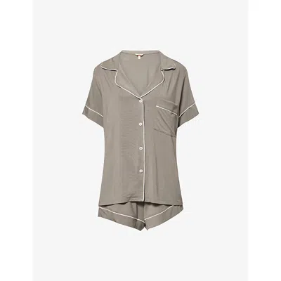 Eberjey Womens Gisele Short-sleeve Modal-jersey Pyjama Set Smokey Olive/ivory In Gray