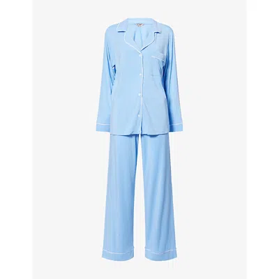 Eberjey Womens Gisele Long-sleeve Modal-jersey Pyjama Set Summer Blue/white In Multi