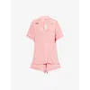 Eberjey Womens  Gisele Piped-trim Stretch-jersey Pyjamas In Sunkissed Coral/ivory