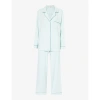 Eberjey Gisele Piped-trim Stretch-jersey Pyjamas In Surf Spray/agave