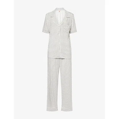 Eberjey Womens Tide Dot Ivory/ivory Printed Short-sleeve Modal-jersey Pyjama Set In Gray