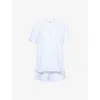 Eberjey Womens Nautico Stripe Woven Shortie Pyjama Set Wht/cornflower Blue In Blue