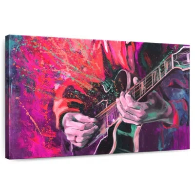 Ebern Designs Abarca Colorful Jazz Guitarist In Pink