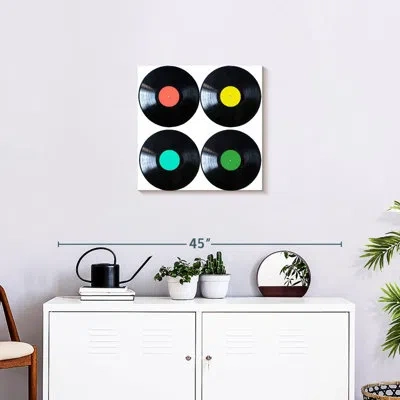 Ebern Designs Abarca Colorful Vinyl Discs In Black