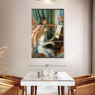 Ebern Designs Abarca Two Young Girls At The Piano In Brown