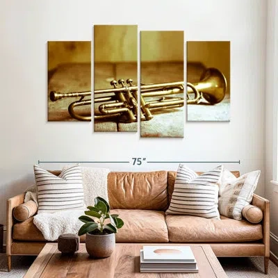 Ebern Designs Abarca Vintage Golden Trumpet In Brown