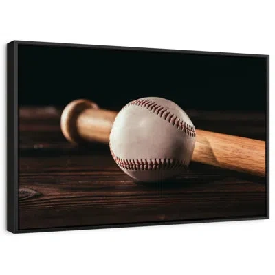 Ebern Designs Baseball Things Canvas Print In Black;brown;beige
