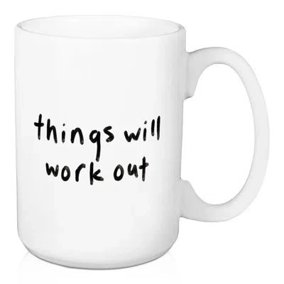 Ebern Designs Benedict Things Will Work Out Coffee Mug In Black;white
