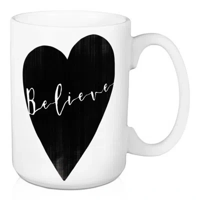 Ebern Designs Blanco Believe Coffee Mug In Black;white