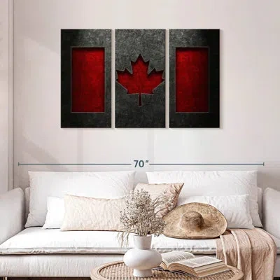 Ebern Designs Borges Canadian Flag Stone Texture In Black