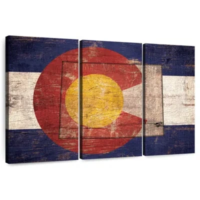 Ebern Designs Borges State Map Over Colorado Flag In Blue