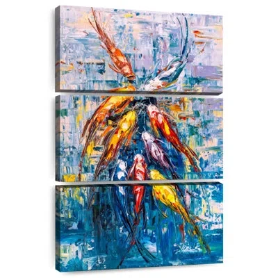 Ebern Designs Brampt Abstract Koi Fish In Blue